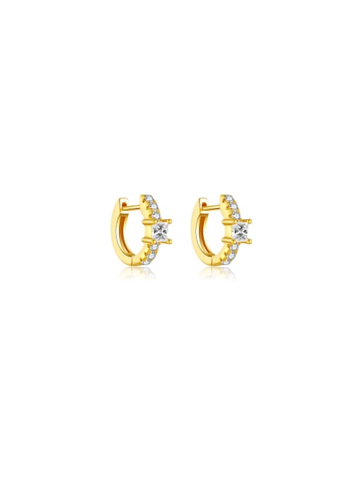 18k gold [white] 925 Sterling Silver Cubic Zirconia Geometric Dainty Stud Earring